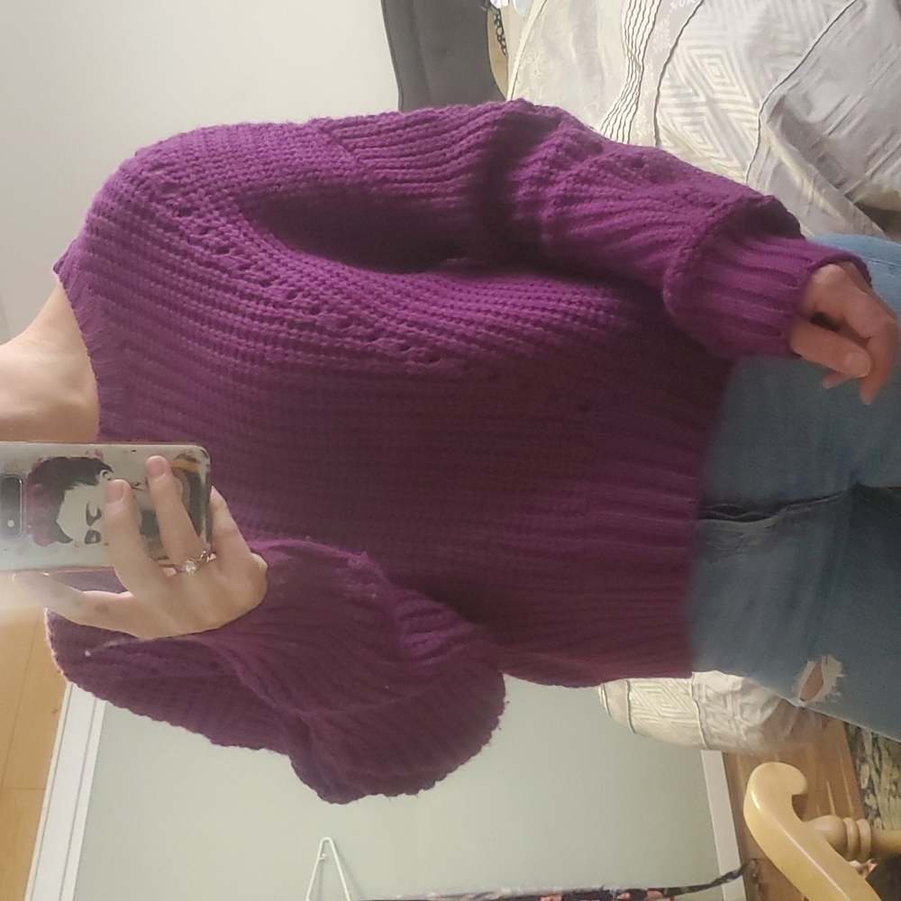 Purple drop shoulder knit sweater size XL
